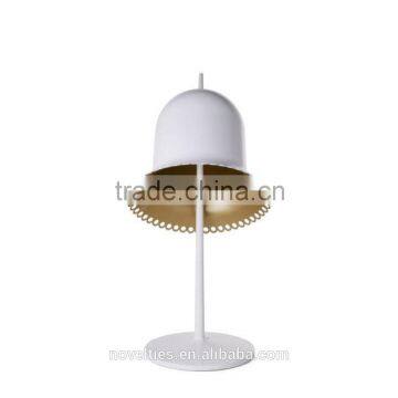 Aluminum White Desk Lamps with Dainty Polka Dot Edged Shade for Projects