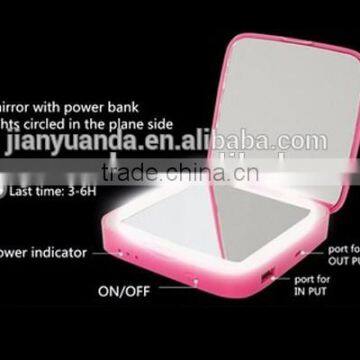 OEM brand folding lighted makeup mirror with power bank