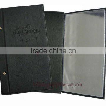 High quality black slim wine menu cover with sleeves