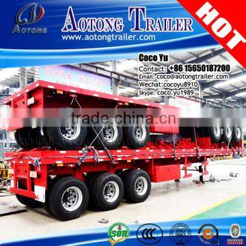 Online shopping Aotong Brand New transporting truck 40' flatbed deck container semi trailer for sale