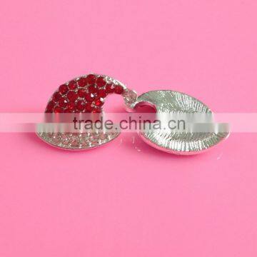 stock 21*13mm rhinestone Christmas santa hat button slider for ribbon 3/8" hair bow center(BTN-5393)