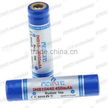 FEYATE High quality AAA battery 450mah IMR 10440 battery 3.7V rechargeable LIMN battery