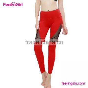 Patchwork Elastic hollow out mesh yoga leggings women