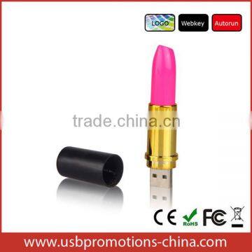 Wholesale plastic lipstick USB drive of 2GB4GB8GB16GB choice and welcome custom solution package/LOGO