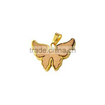 Fashion Ladies Butterfly Stainless Steel Charm Pendant with Yellow Gold Plating