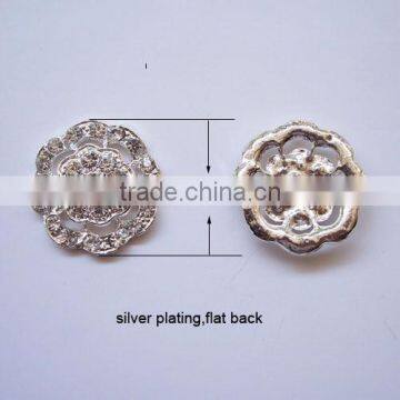 (M0310) 25mm diameter metal rhinestone embellishment without loop,silver plating