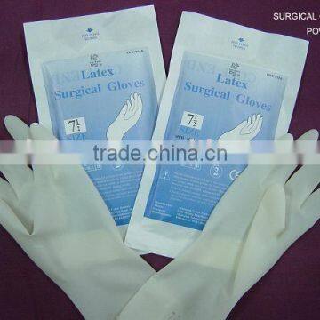 Latex surgical gloves powdered sterile