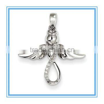 Stainless Steel silver Diamond Angel Infinity Pendant