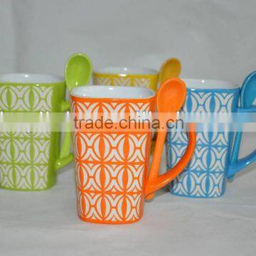 bright color mug with spoon for world cup 2014 promotional