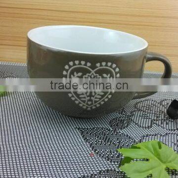 Grey color 16oz ceramic soup mug