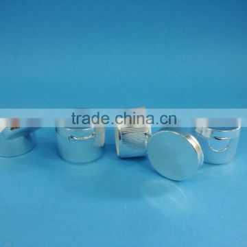 UV shiny silver flip top cap for shampoo bottle