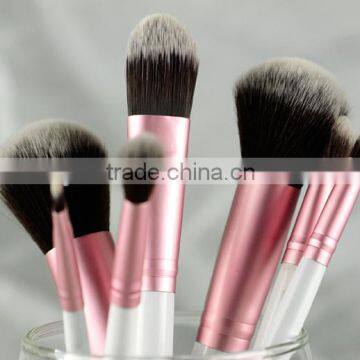 soft two-tone hair 7pcs makeup brush set with leather case (white handle)