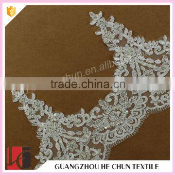 HC-2355-1 Hechun Sewing Beads Sequins Ivory Alencon Lace Bridal Trim                        
                                                Quality Choice