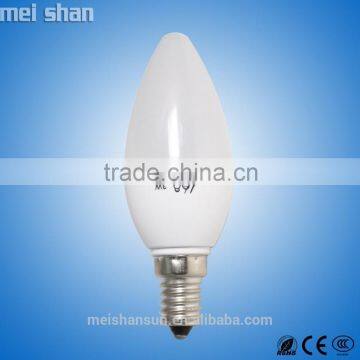 new design 3W white&transparent shell PC plastic body lamp LED candle light bulb