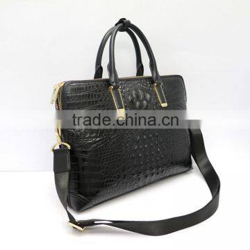 New Men's Briefcase Crocodile Grain Bag Black PU Leather Briefcase photo-4