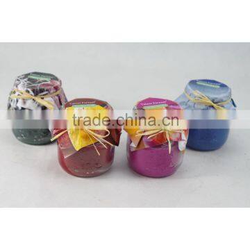 scented colored glass candle with lid size 70mmD*93mmH