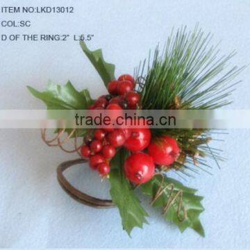 artificial handmade foam berries and pine needle napkin ring