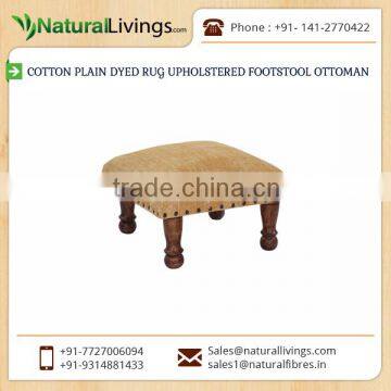 Trusted Manufacturer Selling Cotton Plain Dyed Rug Upholstered Footstool Ottoman for Sale