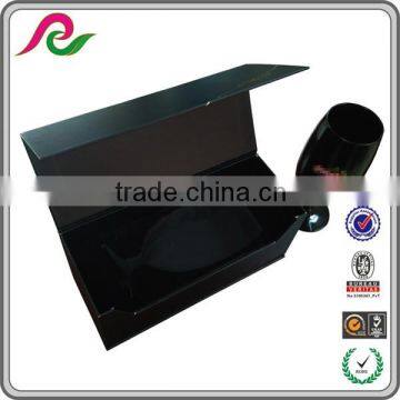 Custom black cardboard paper box with logo for packing glass cup