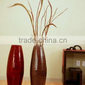 Bamboo Floor Vase With Floral Arrangement Brings Exotic Elegance to Any Room
