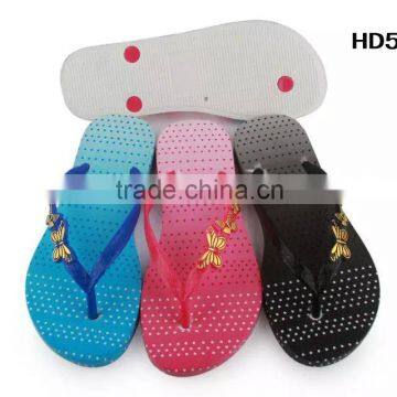 Fashion woman PCU flat slipper with butterfly