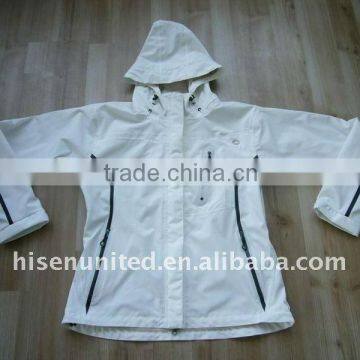 Women's Polyester White Colour 2 layer Hoodie Jacket