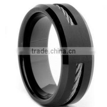 2014 World Cup Ring Men's Plated Black inlay Wire Ring Jewelry Tungsten Ring 8mm china manufacturer