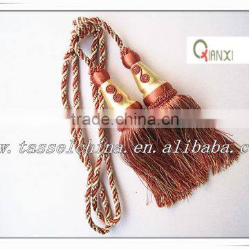 Handmade decorative cheap double tassel tiebacks tieb acks china supply