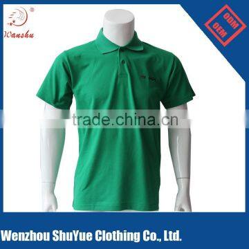 Green color simple design glue printing polo t shirt for advertising ,