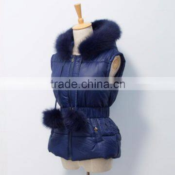 wholesale price down coat jacket with fox fur balls