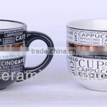 Hot-sale large black and white soup bowl mug