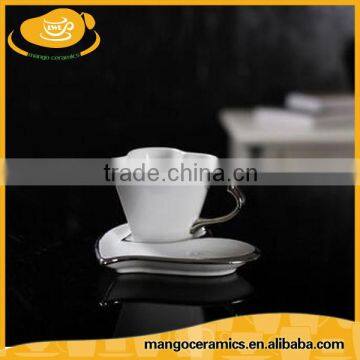 Romantic Heart Shape White Porcelain Coffee Cup and Saucer photo-5