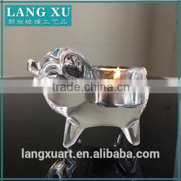 LX-Z097 crystal glass animal shape tealight fat piggy candle holder