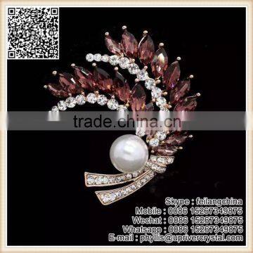 Cloth Decoration Corsage Ruby Rhinestone Crystal Paddy Brooch