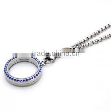 Best selling blue crystal magnetic factory price stainless steel wholesale locket, wholesale memory lockets LN3382