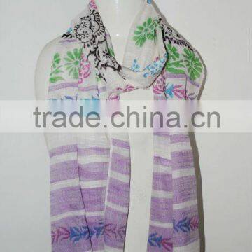 Multi colour Cotton hand block print scarves