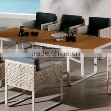 Synthetic Wicker Rattan dining set outdoor Furniture (1.2mm alu frame powder coated,5cm thick cushion, waterproof fabric)