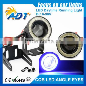 2016 hot sale Car 3.5" 30W White LED COB Fog Light Lamp Projector Lens Angel Eye Ring