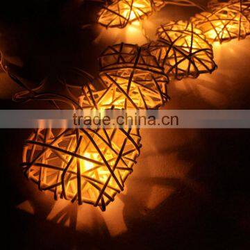 Hot Handmade Natural White Rattan Heart Design String Lights For Fairy Party Decor Wedding Bedroom Garden and Holiday Lighting