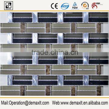 Brick Black Shell Mosaic Tile Glass and Stone Mosaic Mother of Pearl Tile for Bathroom Decoration