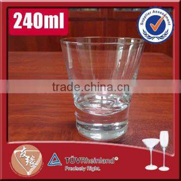 240ml high flint glass round thick bottom unique glass cup drinking