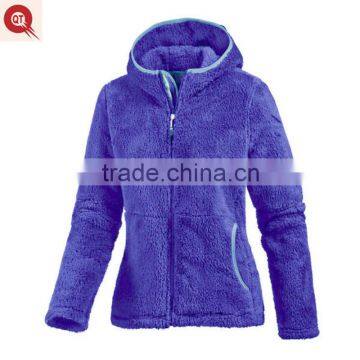 2016 high quality women's coral hoody fleece jacket manufacturer wholesale