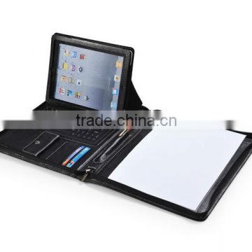 Zippered laptop Leather porfolio With Bluetooth Keyboard and Angle Viewing