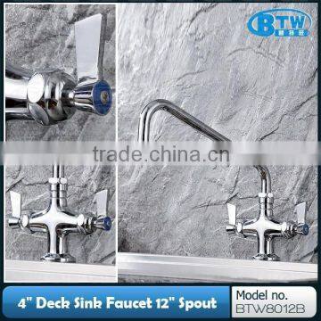 Heavy Duty Deck Sink Faucet with 12" Swing Spout, Hotel/Restaurant Kitchen Tapware