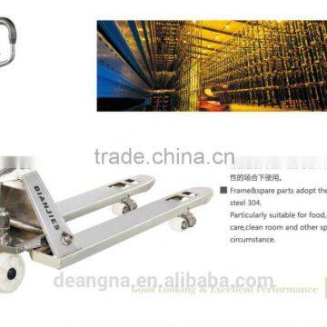 China manufacturer stainless stell hand pallet tuck /manuel pallet jack