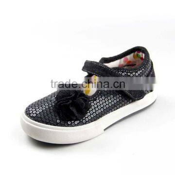 china canvas shoes charcoal sequins upper rubber sole vulcanized cheap casual girl shoe sneaker shoes kids 2016