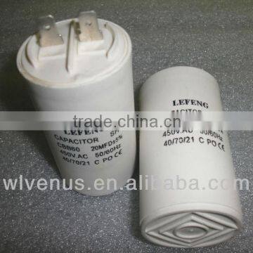 white plastic round case cbb60 capacitor 450v 16uf