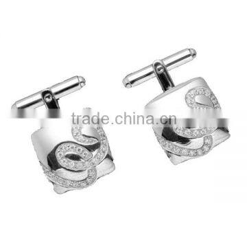 SRT0059 Fashionable Jewelry Rhinestone Setting Snake Engraved Stainless Steel Cufflink