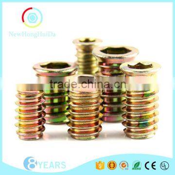 Odm Good Quality Zinc Alloy Colorful Furniture Wood Insert Nut photo-2