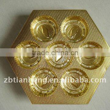 Metalized gold rigid PVC sheet for candy tray packing use